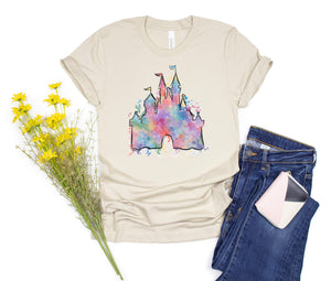 Disneyland Watercolor castle Shirt, Princess Castle shirt, Paris Vacation shirt, Magical Castle Shirt, Wizard castle Shirt, Orlando Shirt, Matching Family