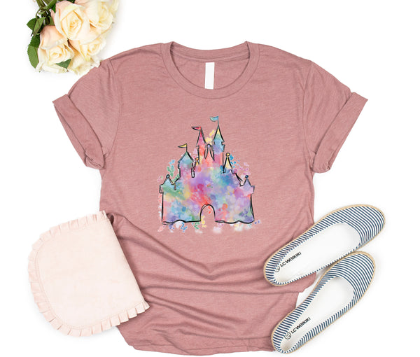 Disneyland Watercolor castle Shirt, Princess Castle shirt, Paris Vacation shirt, Magical Castle Shirt, Wizard castle Shirt, Orlando Shirt, Matching Family