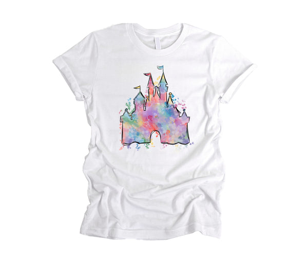 Disneyland Watercolor castle Shirt, Princess Castle shirt, Paris Vacation shirt, Magical Castle Shirt, Wizard castle Shirt, Orlando Shirt, Matching Family