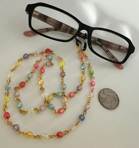 Mother's Day Gift, Eyeglasses accessory Chain Healing Crystal Beaded Sunglasses Chains with Pearl for Women, Evil Eye Beads, Colorful, Quality Handmade, Mother's Day Gift, Gift for mom, Best Unique gift