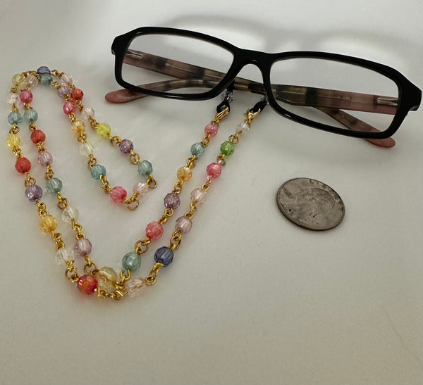 Mother's Day Gift, Eyeglasses accessory Chain Healing Crystal Beaded Sunglasses Chains with Pearl for Women, Evil Eye Beads, Colorful, Quality Handmade, Mother's Day Gift, Gift for mom, Best Unique gift