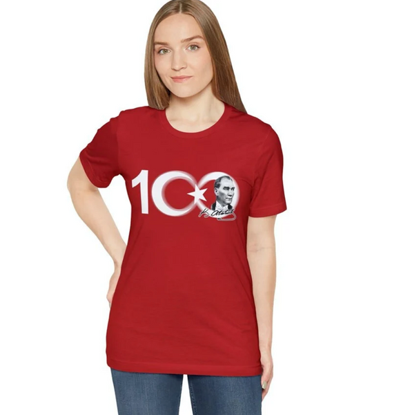 100.Yil Türkiye Cumhuriyeti - Atatürk,100.Yil Centenary T-Shirt, 100TH ANNIVERSARY Turkey Flag T-Shirt Cool Turkish Turkiye Flags Tee, Mustafa Kemal Atatürk