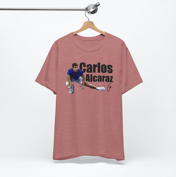 Carlos Alcaraz Tennis Champion 2023 Unisex Cotton Short Sleeve T-Shirt, Alcaraz Carlos Tennis Fan Shirt, Tennis Lover, 2023,2024 Wimbledon Tee, Idol Tennis Player Shirt, Young Talent Tee % 100 Cotton Custom Tee