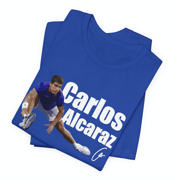 Carlos Alcaraz Tennis Champion 2023 Unisex Cotton Short Sleeve T-Shirt, Alcaraz Carlos Tennis Fan Shirt, Tennis Lover, 2023,2024 Wimbledon Tee, Idol Tennis Player Shirt, Young Talent Tee % 100 Cotton Custom Tee