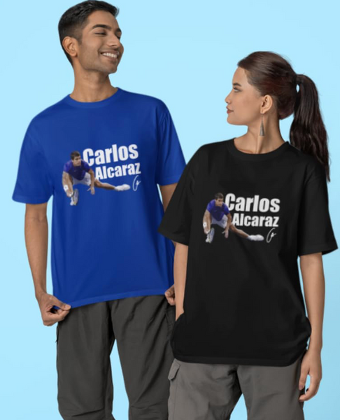 Carlos Alcaraz Tennis Champion 2023 Unisex Cotton Short Sleeve T-Shirt, Alcaraz Carlos Tennis Fan Shirt, Tennis Lover, 2023,2024 Wimbledon Tee, Idol Tennis Player Shirt, Young Talent Tee % 100 Cotton Custom Tee