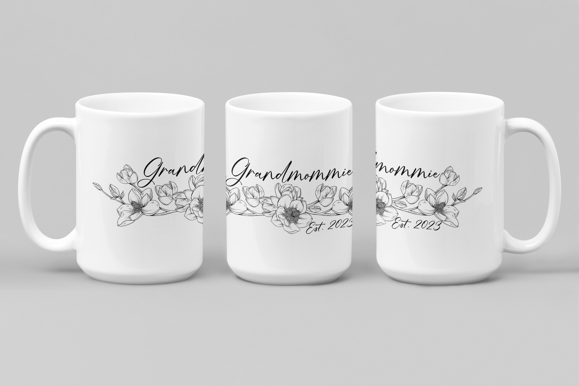 Grandmommie Mug,Mother Ceramic Mug,Funny Mom Mug,Cool Design Cup,Flower Grandma Cup,Mother's Day Gifts,Magnolia Branchs mug,%100 Ceramic cup,Mother's Day Gift