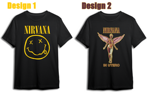 Nirvana One Sided Smile T-Shirt, Nirvana in Utero Angel Splatter T-Shirt - Black,  Yellow Smiley Band Logo Official, Utero Top, Oversized Nirvana Graphic Tee, Plus Size Shirt, % 100 Cotton Custom Shirt, Curt Cobain Fan Tee