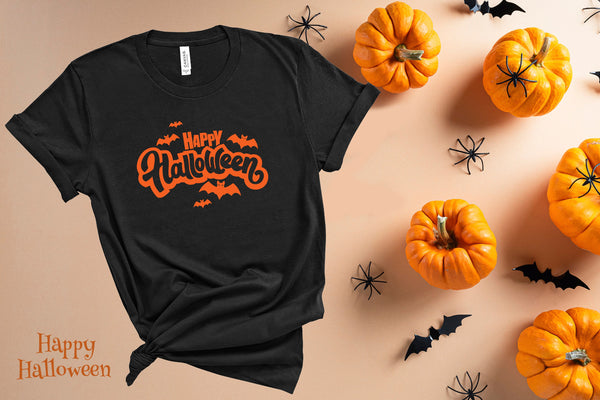 halloween shirt, funny halloween, halloween gift, happy halloween, halloween costume women, vintage halloween, Happy Halloween with Bats