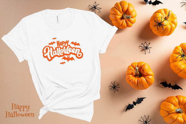 halloween shirt, funny halloween, halloween gift, happy halloween, halloween costume women, vintage halloween, Happy Halloween with Bats