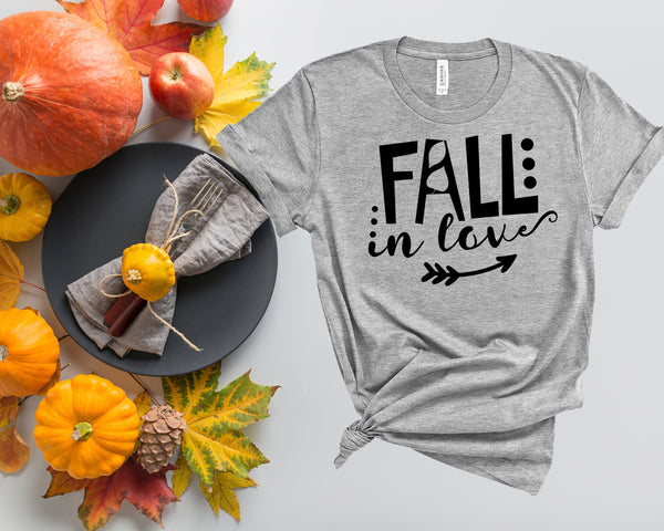Fall in LOVE, Fall Shirts Women,  Fall Graphic Tee, Cute Fall Shirts, Thanksgiving Shirt