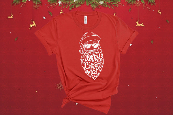 Santa Head Shirt, Merry Christmas, Christmas T-Shirt, Christmas Gift Idea, Santa Shirt, Christmas Shirt, Meowy Christmas