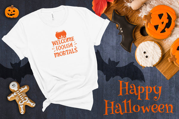 halloween shirt, funny halloween, halloween gift, happy halloween, halloween costume women, vintage halloween, Welcome Foolish Mortals