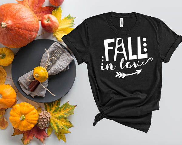 Fall in LOVE, Fall Shirts Women,  Fall Graphic Tee, Cute Fall Shirts, Thanksgiving Shirt