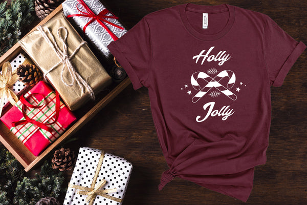 Holly Jolly, Funny Christmas Tee, Christmas Tshirt, Personalized Shirt, Cute Christmas Shirt, Christmas Raglan, Kids Christmas Shirt