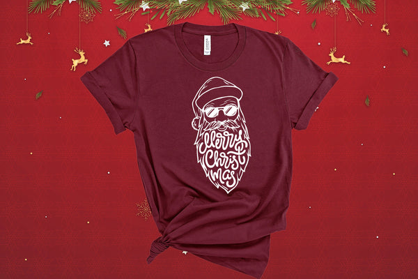 Santa Head Shirt, Merry Christmas, Christmas T-Shirt, Christmas Gift Idea, Santa Shirt, Christmas Shirt, Meowy Christmas