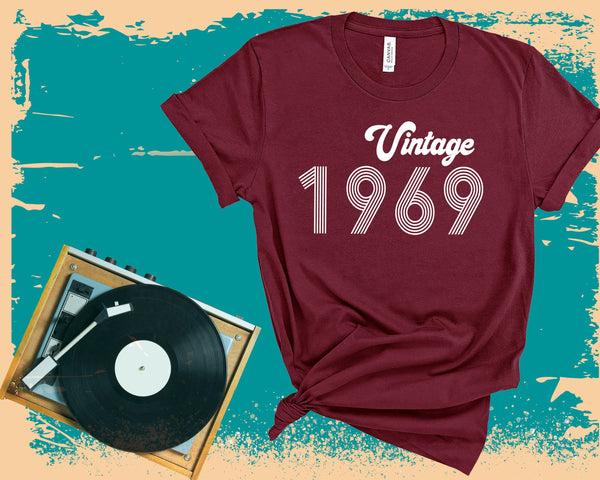 Vintage Birth Year T-shirt - Unisex Shirt - Birth Year Shirt - Personalized Tee - Custom Birth Year - 1969 - Antique - 80's - 70's - 60's