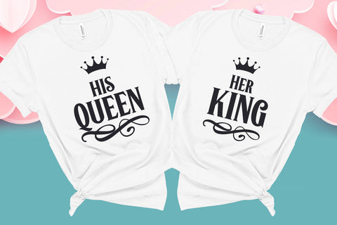 Her King His Queen Valentine , Couple Shirt, Valentines Day, Couples Valentines Day, Best Gift For Her