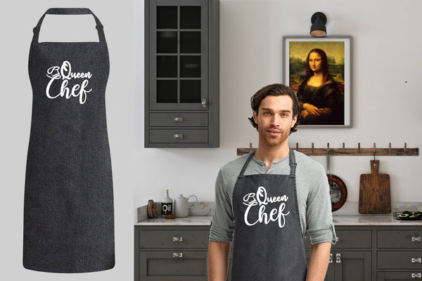 Queen Chef, Personalized Apron, Bakery Apron, Restaurant Apron, Housewarming Gift, New Home Gift, Custom Text Apron, Custom Apron Women