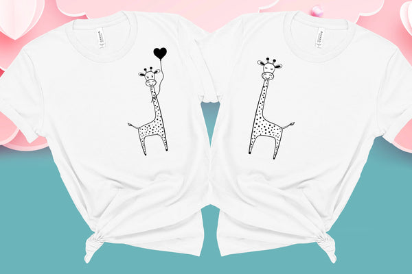 Love Giraffes Valentine , Couple Shirt, Valentines Day, Couples Valentines Day, Best Gift For Her, Stick Boy and Woman