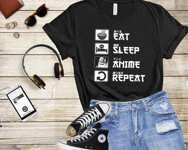 Eat Sleep Anime Repeat Shirt, Anime Shirt, Gift for Anime Lover, Gift for Anime Fan, Anime Otaku Shirt, Anime Sweatshirt, Cool Anime Shirt