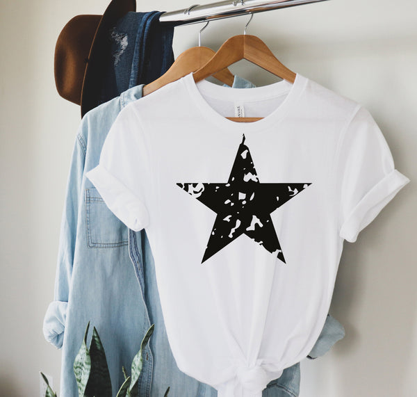 Distressed Star Shirt, White Star Shirt, Star Shirt, Star Tee Shirt, Big Star T Shirt, Chaos Star Shirt Women, Men's Star T-Shirt