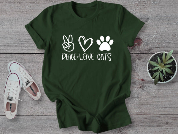 Cat Shirt, Peace, Love, Cats, PEACE LOVE CATS tie dye design on premium unisex shirt, cat lover shirt, cute shirt