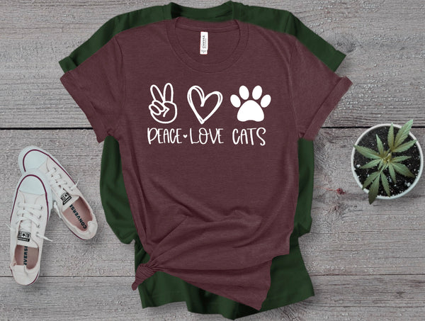 Cat Shirt, Peace, Love, Cats, PEACE LOVE CATS tie dye design on premium unisex shirt, cat lover shirt, cute shirt