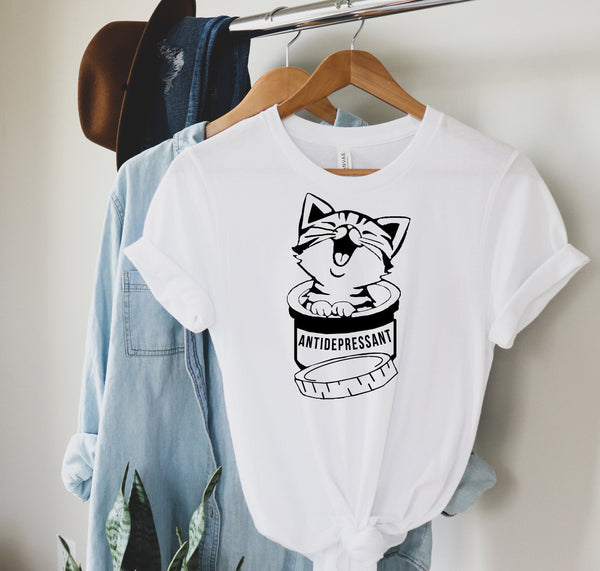 Cute Cat Kitten, Antidepressant shirt, Funny T Shirt,  Men Women Unisex, Best gift Shirt, Best gift for her,Best gift for him, Feb