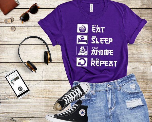 Eat Sleep Anime Repeat Shirt, Anime Shirt, Gift for Anime Lover, Gift for Anime Fan, Anime Otaku Shirt, Anime Sweatshirt, Cool Anime Shirt