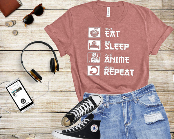 Eat Sleep Anime Repeat Shirt, Anime Shirt, Gift for Anime Lover, Gift for Anime Fan, Anime Otaku Shirt, Anime Sweatshirt, Cool Anime Shirt