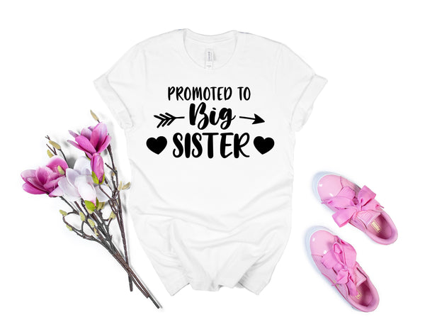 Pink Promoted to Big Sister Shirt, Est. 2021, Baby Announcement Toddler Shirt, Shirt for Big Sister, New Big Sister Shirt with Hearts