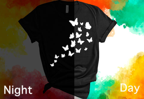 Reflective Shirt, BUTTERFLIES Reflective Shirt with Butterflies,Glow In the Dark Shirt, Special Design Shirt, Night Shirt