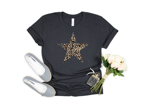 Distressed Leopard Star Shirt,Star Shirt, Star Shirt, Star Tee Shirt, Big Star T Shirt, Chaos Star Shirt,Star Women T-Shirt