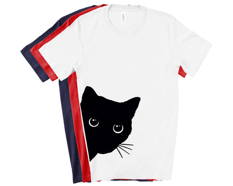 Black Cat Shirt, Funny T-shirt,Cat Lover Shirt, Black Cat Peeking Tee, Unisex, toddler, youth, Cat Shirt, Fast Shipping, Best Quality Shirt