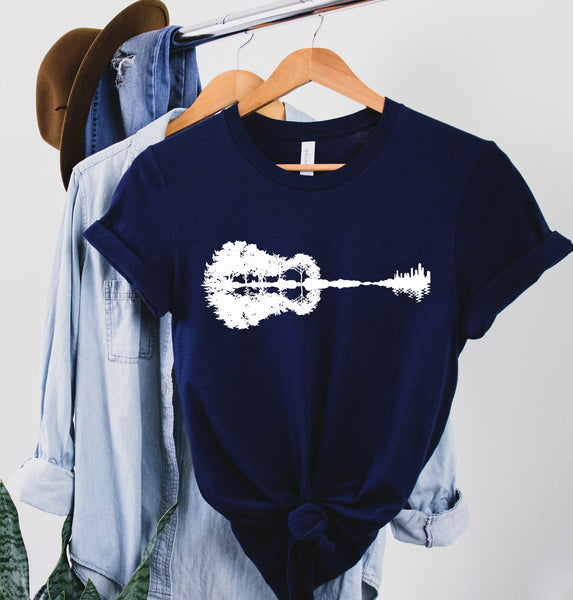 Guitar Shirt,Acoustic Guitar Shirt, Electric Guitar Tee, Silhouette Gitar Shirt, Guitar art, Guitar landscape art, nature city Guitar style