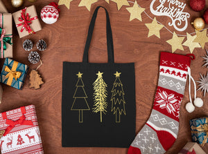 Rustic Christmas Trees Tote, Holiday Themed Bag, Bag for Christmas Gift, Graphic Tote, Christmas Tree Tote,Gift For Christmas, Family Gifts