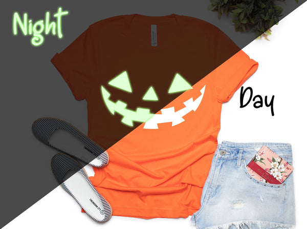 Reflective Pumpkin Head Shirt, Glow In the Dark Shirt, Special Design Shirt, Night Shirt, Halloween Shirt, Halloween Costume