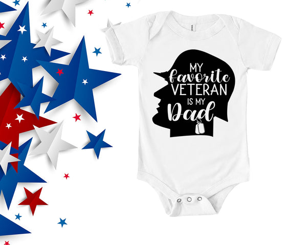 My Favorite Veteran is my Mom, Dad, Marine Sister, Veteran's Day onesie, Military onesie, Boot Camp Graduation, Army, Navy, Marines Veteran