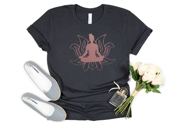 Yoga Lotus T-Shirt, Chakras Yoga Cotton Shirts For Women, Chakras Yoga Top, Gifts Yoga Teacher Student, Chakra Signs Shirt