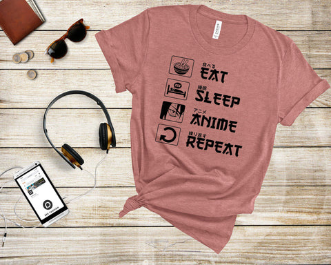 Eat Sleep Anime Repeat Shirt, Anime Shirt, Gift for Anime Lover, Gift for Anime Fan, Anime Otaku Shirt, Anime Sweatshirt, Cool Anime Shirt