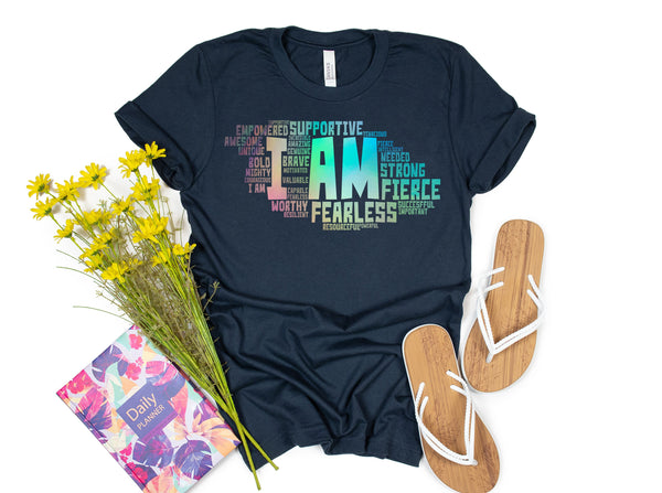 I AM Word Cloud Shirt, Women Empowerment Shirt, Inspirational Shirts for Women, Feminism Shirts, Positive Quotes, Woman Shirt, Gift for Her