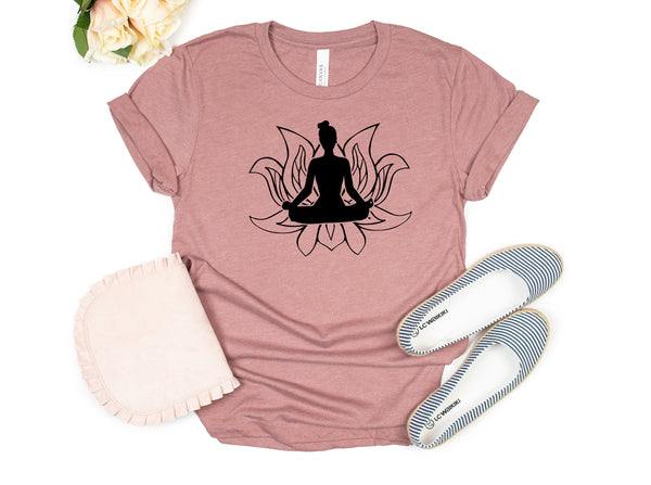 Yoga Lotus T-Shirt, Chakras Yoga Cotton Shirts For Women, Chakras Yoga Top, Gifts Yoga Teacher Student, Chakra Signs Shirt