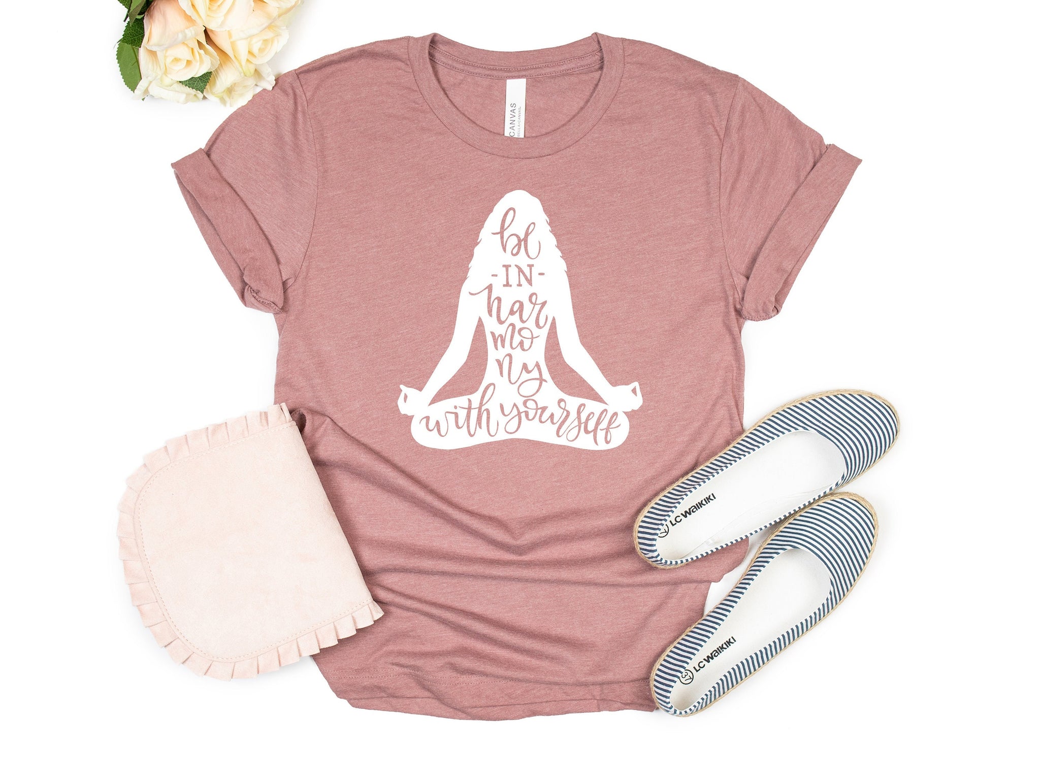 Be in Harmony With Yourself  Shirt, Chakras Yoga Cotton Shirts For Women, 7 Chakras Yoga Top, Gifts Yoga Teacher Student, Chakra Signs Shirt