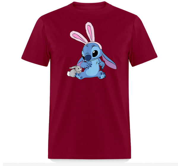 Disney Easter Stitch Bunny T-Shirt, Stitch Easter T-Shirts for Men, and Women, Lilo and Stitch T-Shirts for Easter, Funny Easter Bunny Top for Youth ,Unisex T-shirt , Family Birthday Gift
